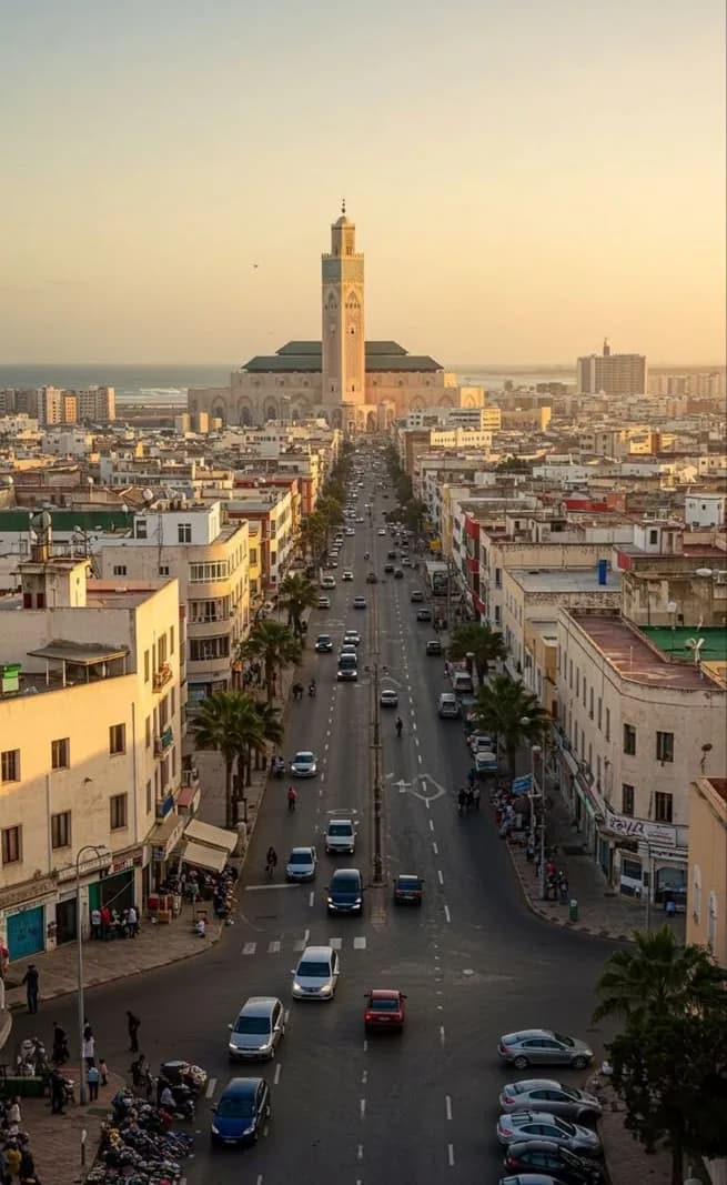 A grand boulevard of Casablanca from above