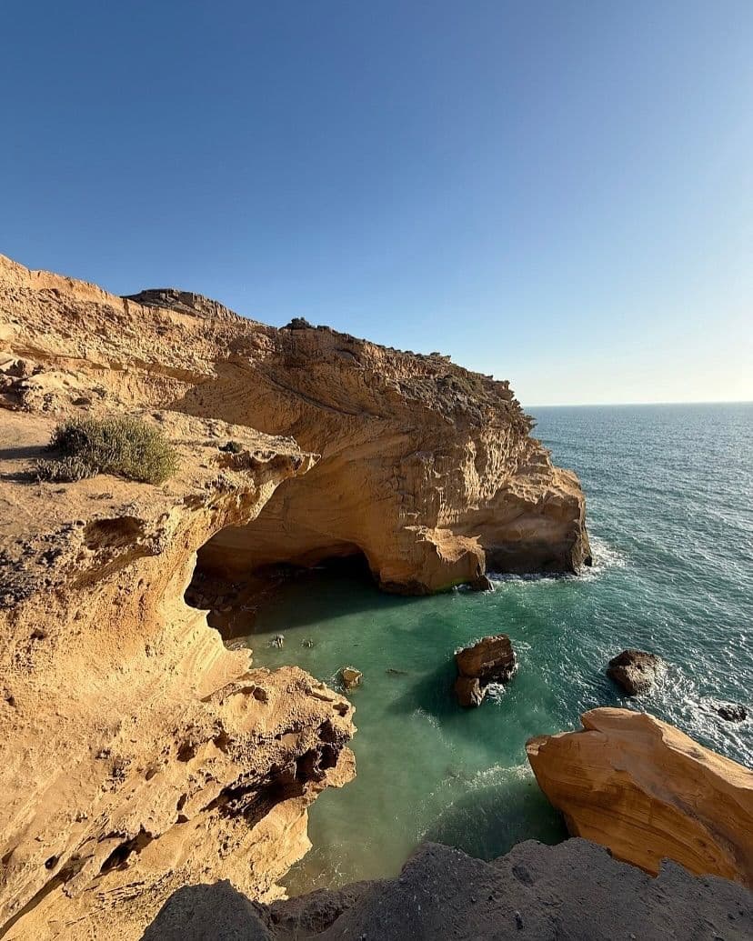 Golden coastal sand dunes for sandboarding near Agadir